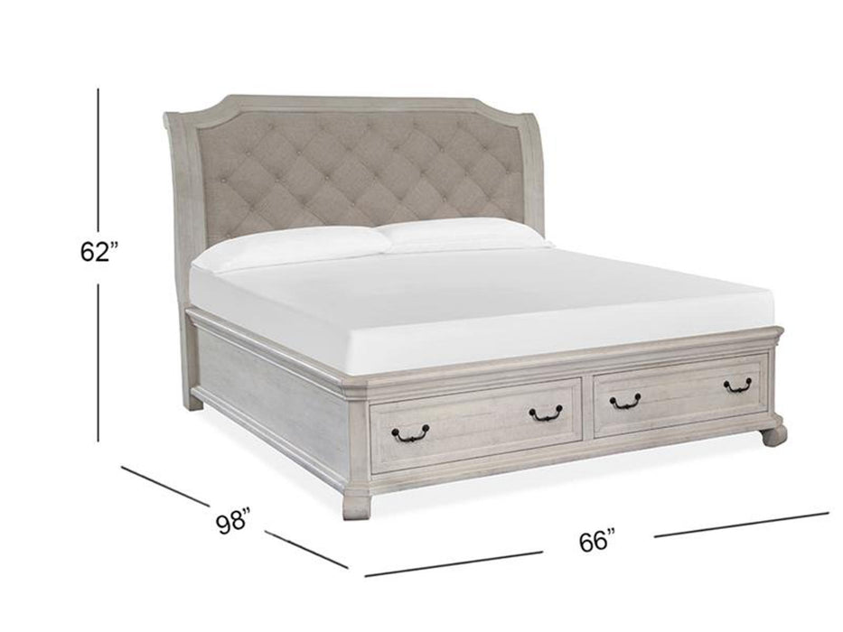 Magnussen Furniture Bronwyn King Sleigh Storage Bed in Alabaster