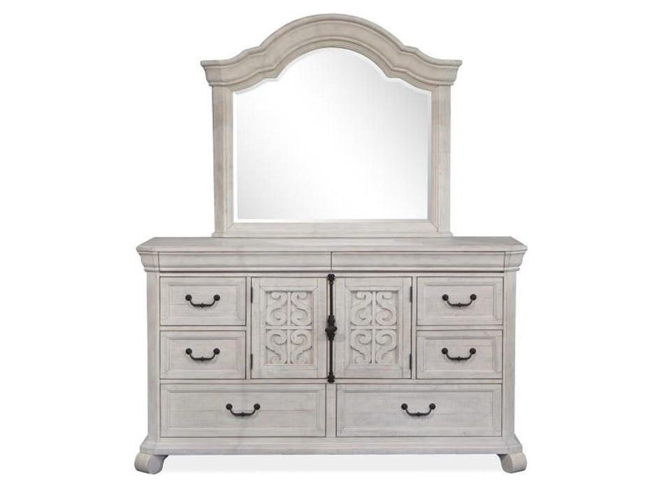 Magnussen Furniture Bronwyn Shaped Mirror in Alabaster