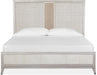 Magnussen Furniture Lenox King Panel Bed with Upholstered PU Fretwork Headboard in Acadia White image