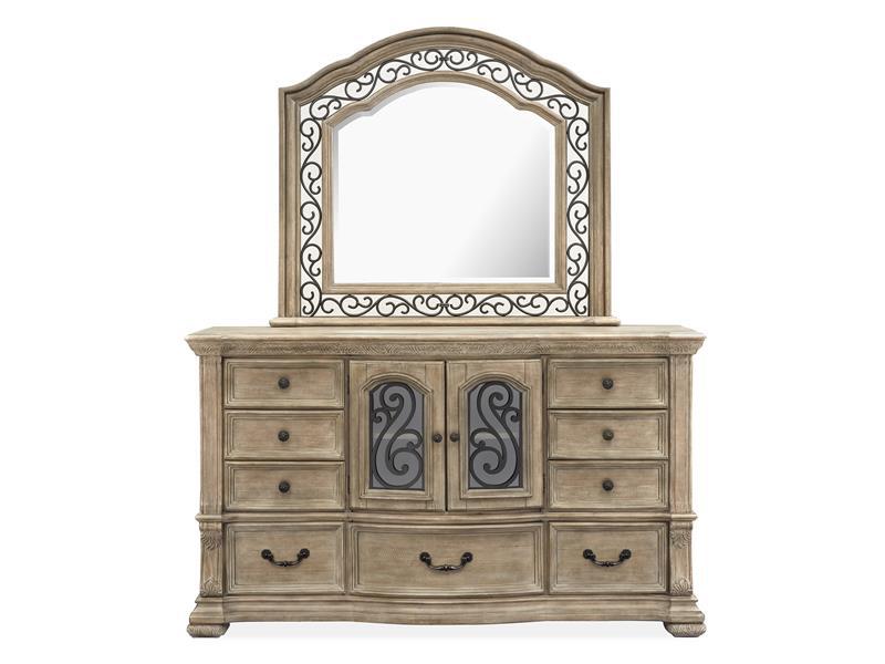 Magnussen Furniture Marisol Shaped Mirror in Fawn/Graphite
