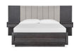 Magnussen Furniture Wentworth Village California King Wall Upholstered Bed with Storage Footboard in Sandblasted Oxford Black image