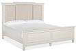 Magnussen Furniture Willowbrook Cal King Panel Bed with Upholstered Headboard in Egg Shell White image