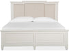 Magnussen Furniture Willowbrook King Panel Bed with Upholstered Headboard in Egg Shell White image