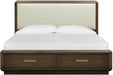 Magnussen Furniture Nouvel King Panel Storage Bed w/Upholstered Headboard in Russet image